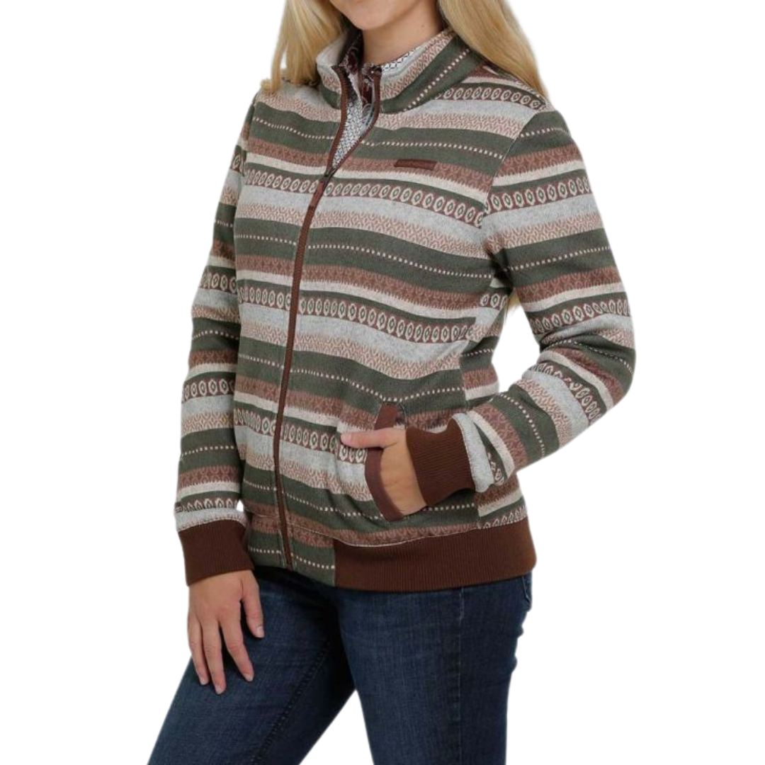 Cinch Women's Printed Bomber Multicolor Sweater