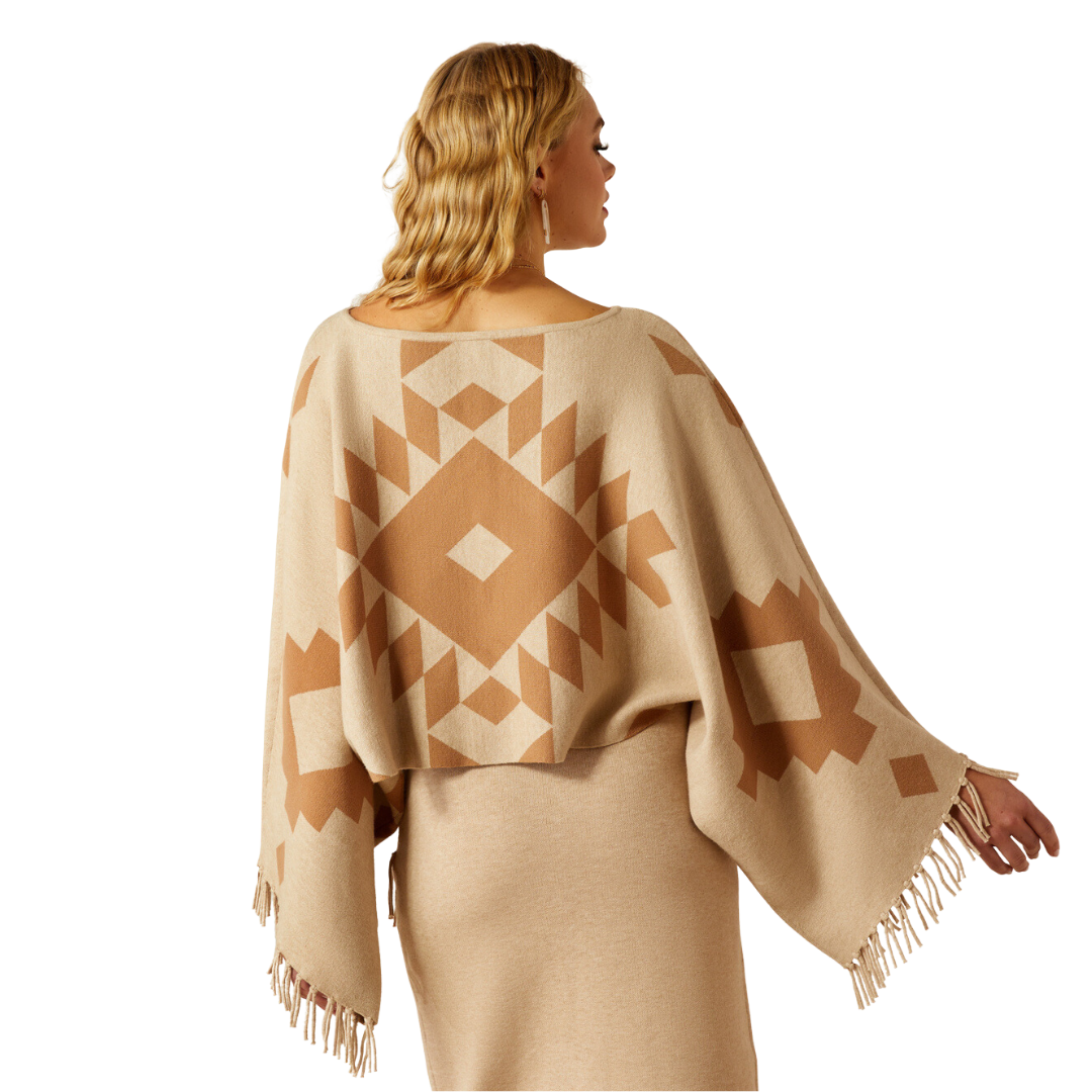 Ariat Women's Sunset Chic Oatmeal Tannin Poncho Sweater