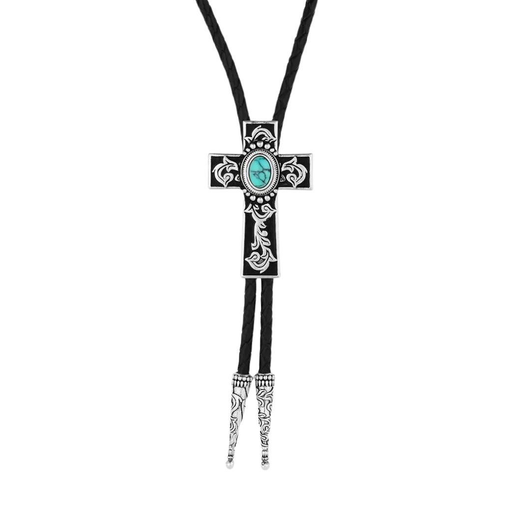 Montana Silversmiths Men's Everlasting Faith Cross Bolo Black Tie