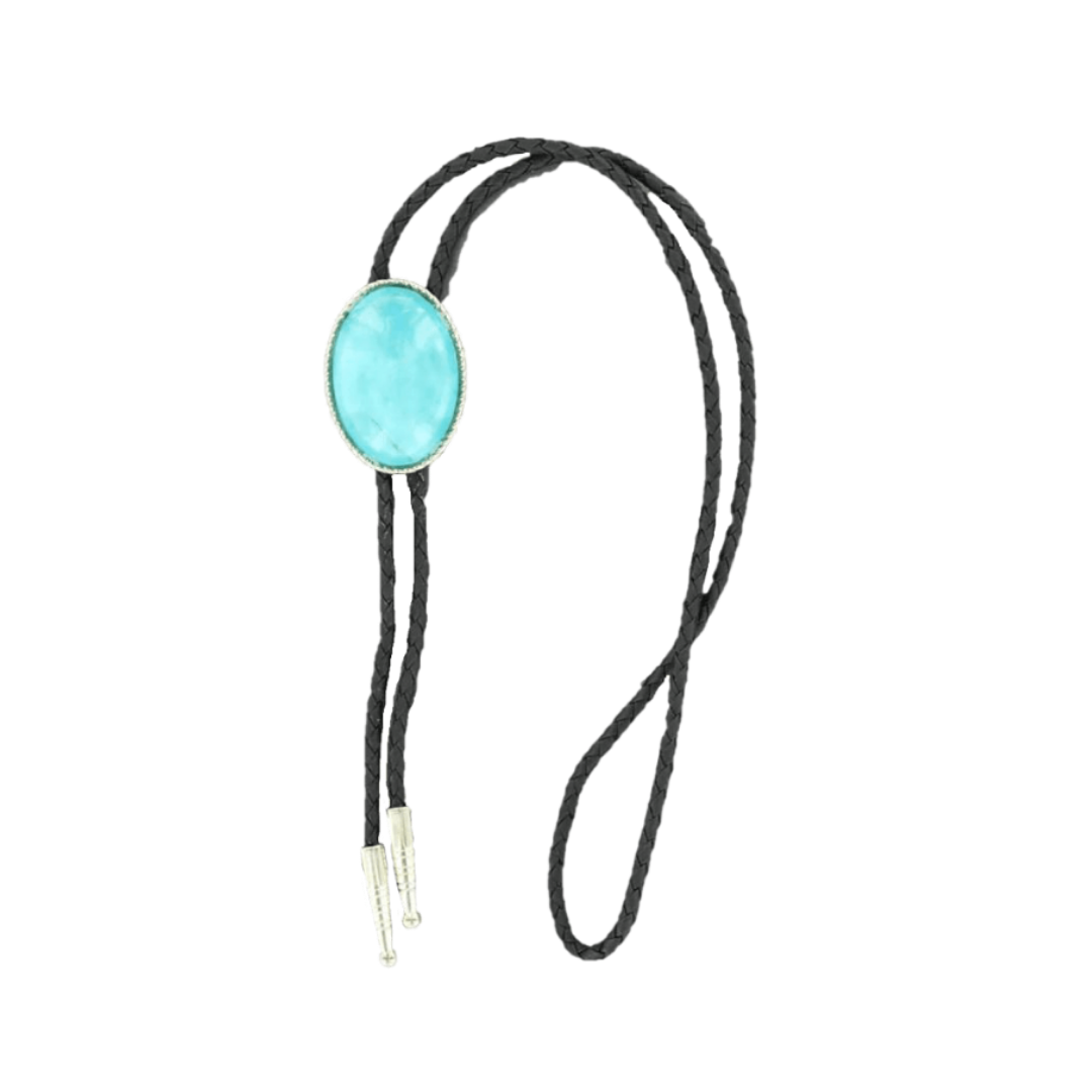 Double S Men's Oval Turquoise Bolo Tie