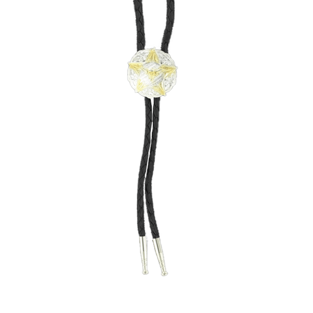 Double S Men's Star With Bull Black Bolo Tie