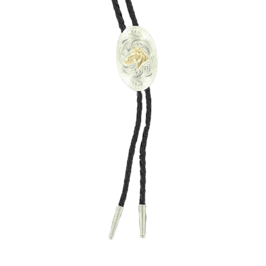 Double S Men's Horsehead Black Bolo Tie