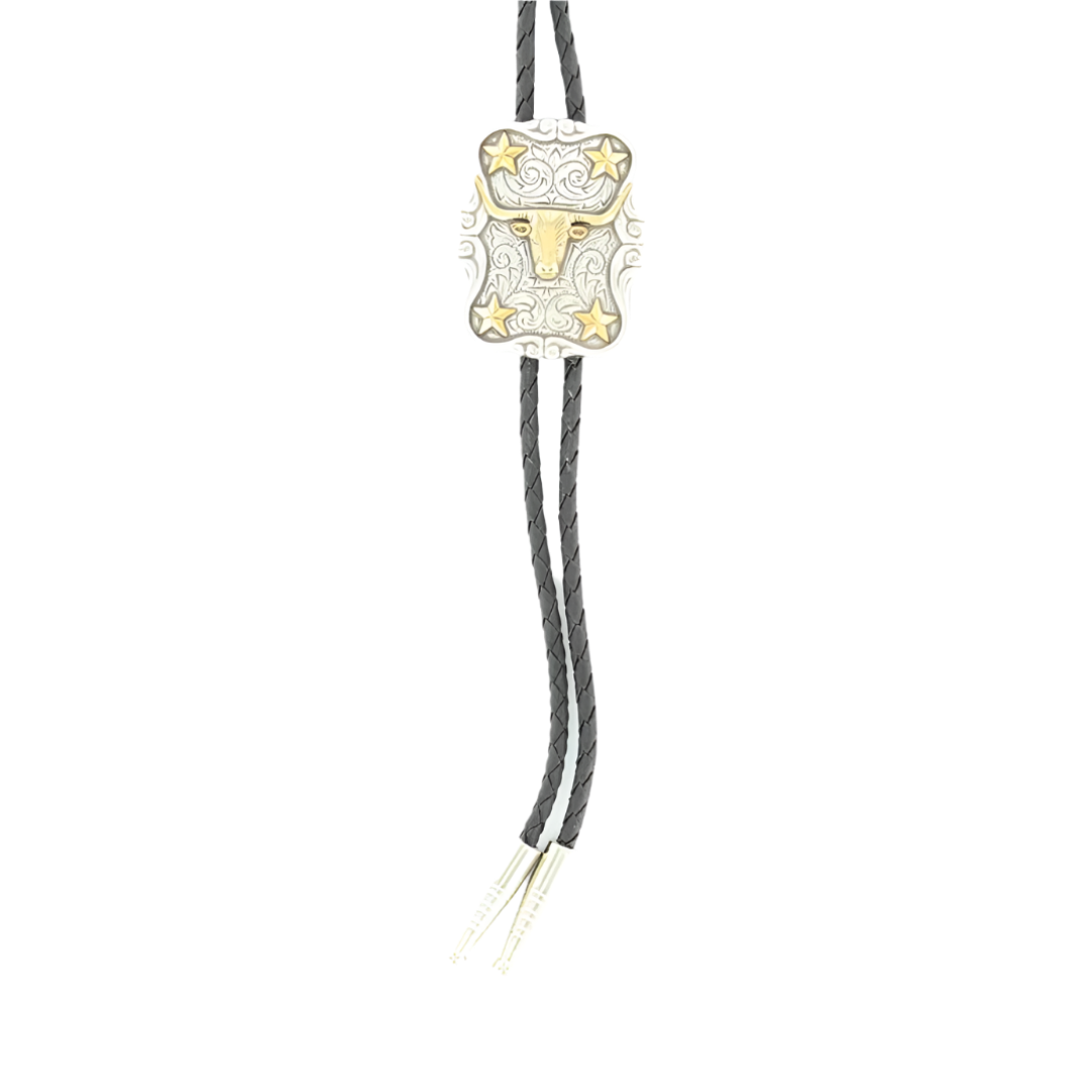 M&F Men's Longhorn Star Bolo Grey Tie