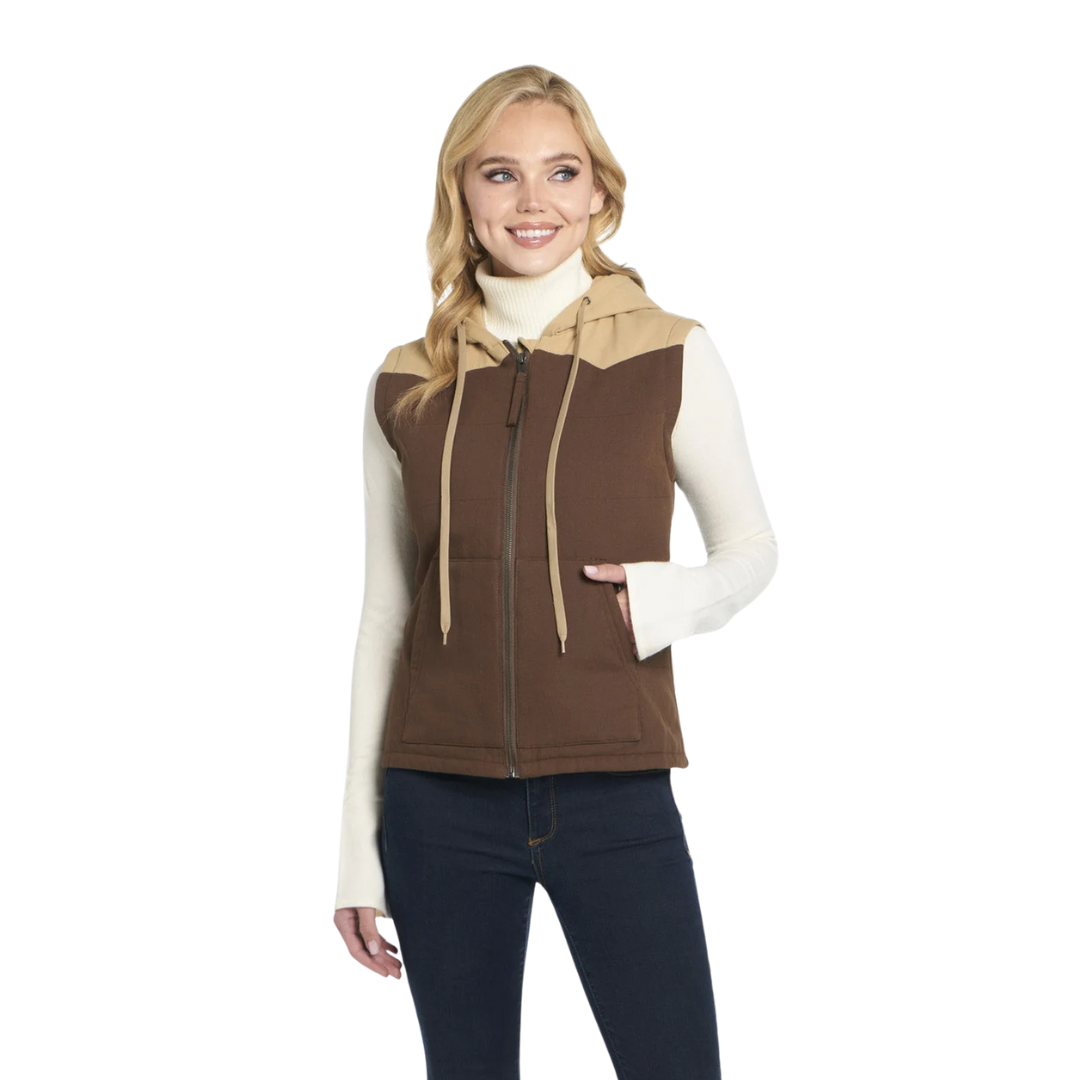Cripple Creek Women's Hooded Cotton Walnut Vest