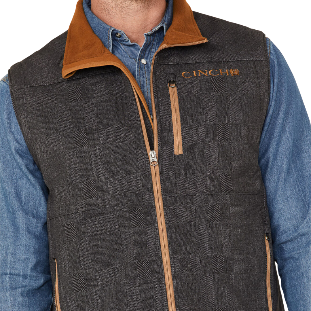 Cinch Men's Herringbone Concealed Carry Charcoal Vest