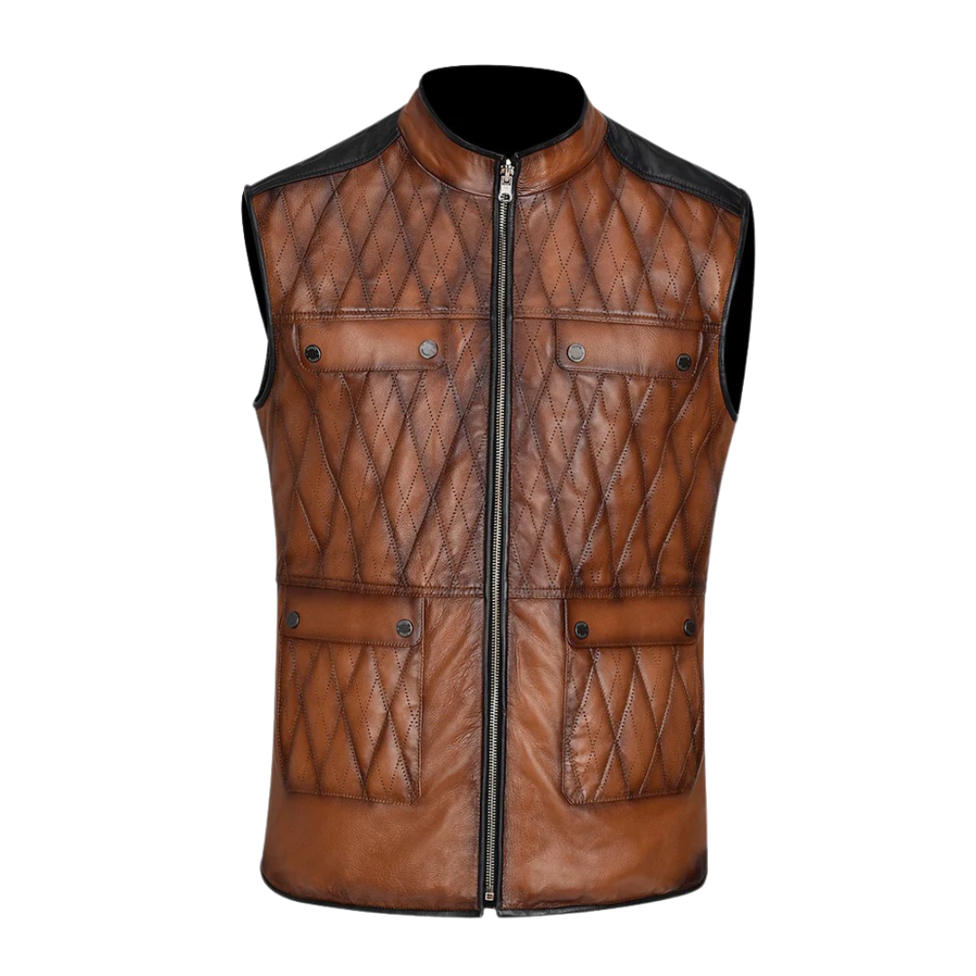 Cuadra Men's Embroidery Natural Maple Vest