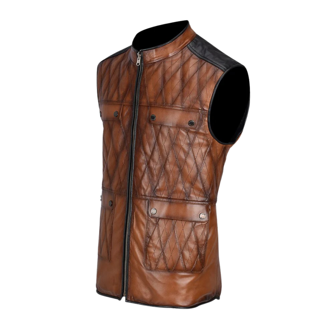 Cuadra Men's Embroidery Natural Maple Vest