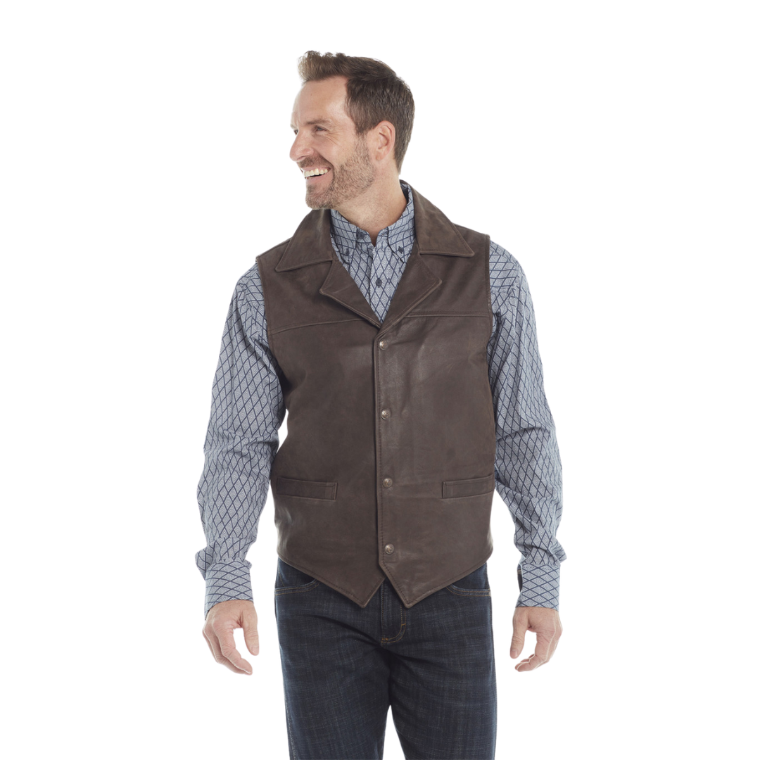 Sidran Men's Snap Front Collared Antique Mocha Vest