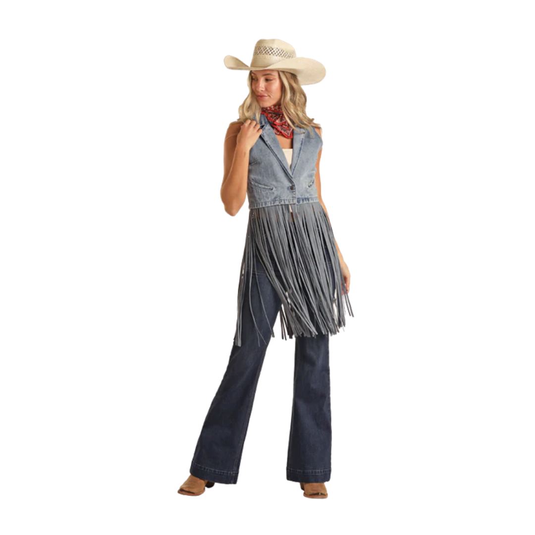 Rock & Roll Denim Ladies Light Wash Denim Vest