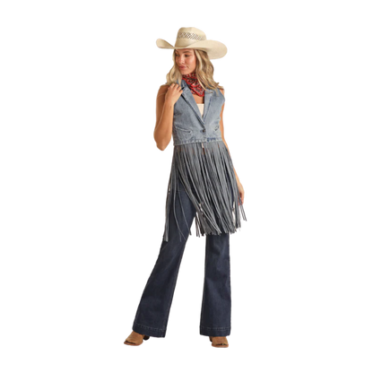 Rock &amp; Roll Denim Ladies Light Wash Denim Vest