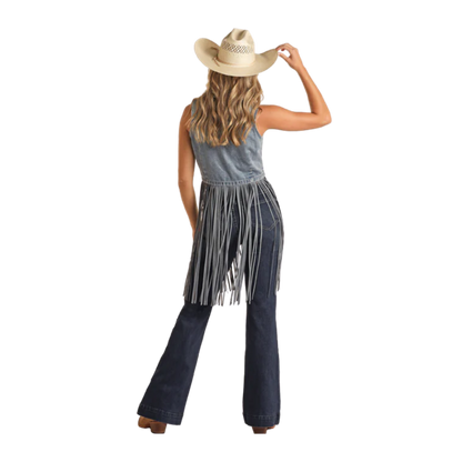Rock &amp; Roll Denim Ladies Light Wash Denim Vest