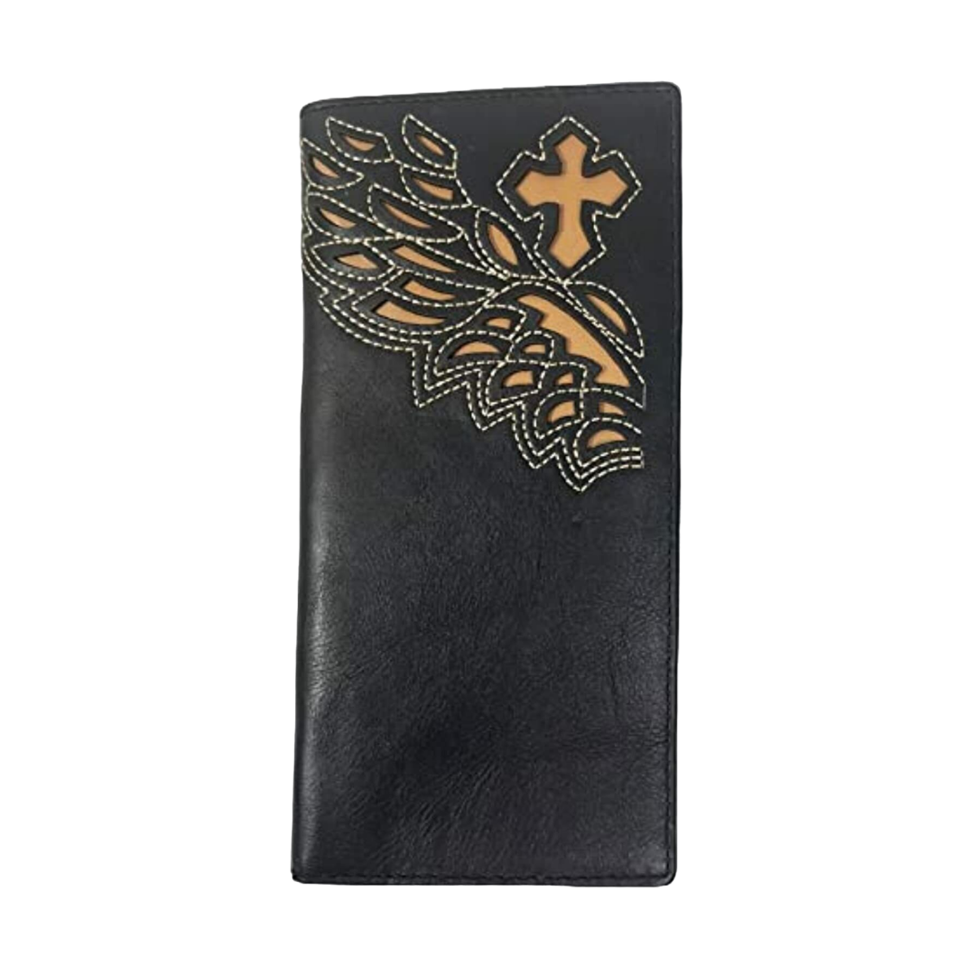 Rainbow Trading Men's Western Cowboy Leather Black Wallet