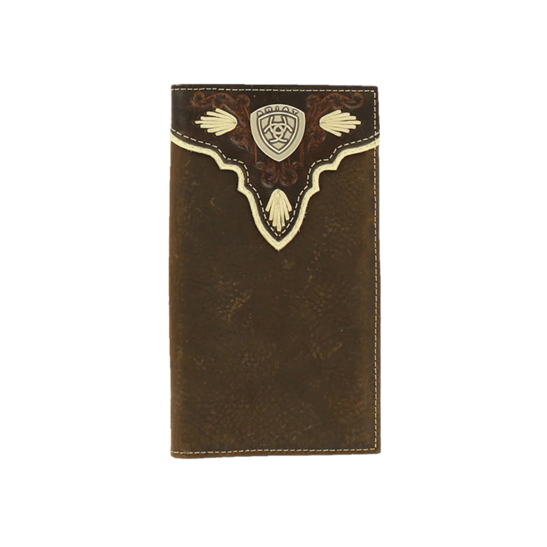 Ariat Men's Leather Checkbook Brown Wallet