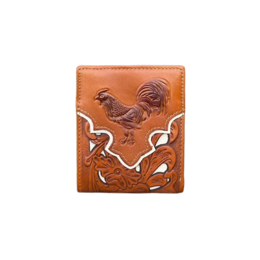 Top Notch Men's Light Brown Rooster Bi-Fold Wallet