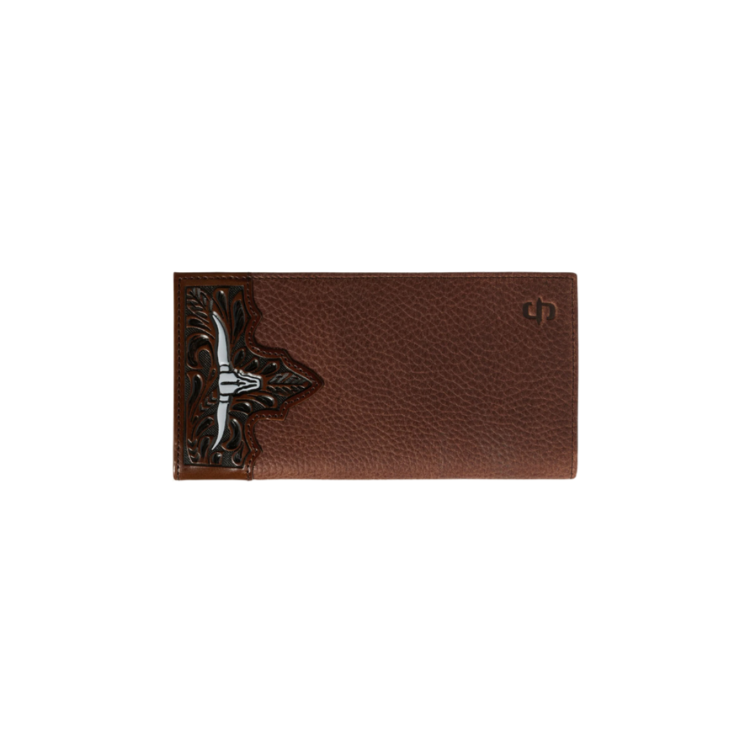 Stetson Men's Steer Head Checkbook Brown Wallet