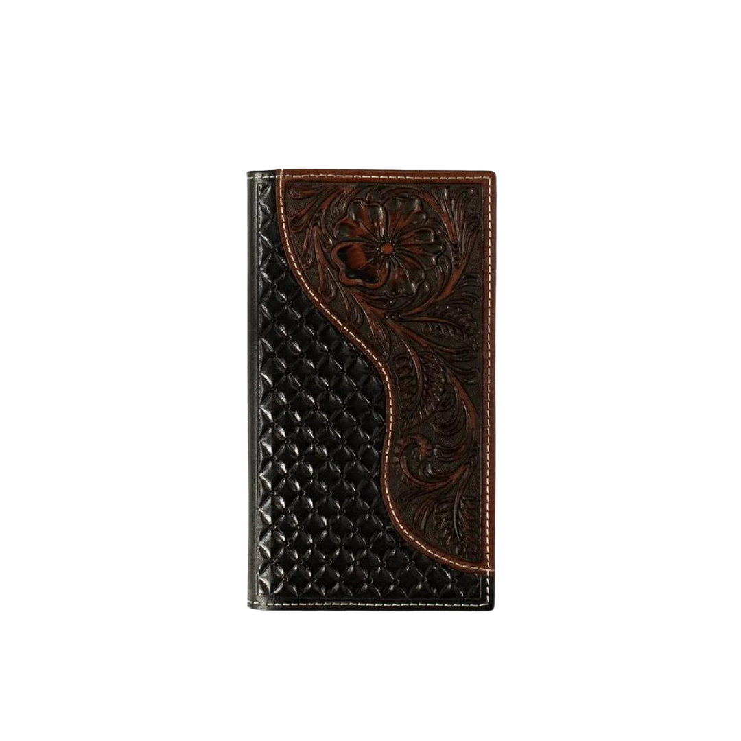 Nocona Men's Floral Overlay Rodeo Brown Wallet