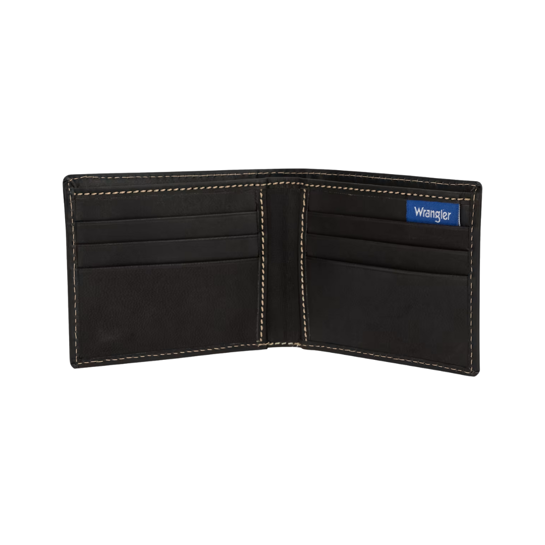Wrangler Men's Leather Bifold Black Wallet