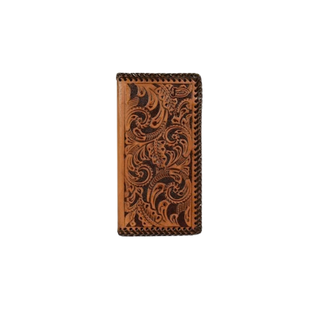 Justin Men's Rodeo Tooled Whipstitch Brown Wallet