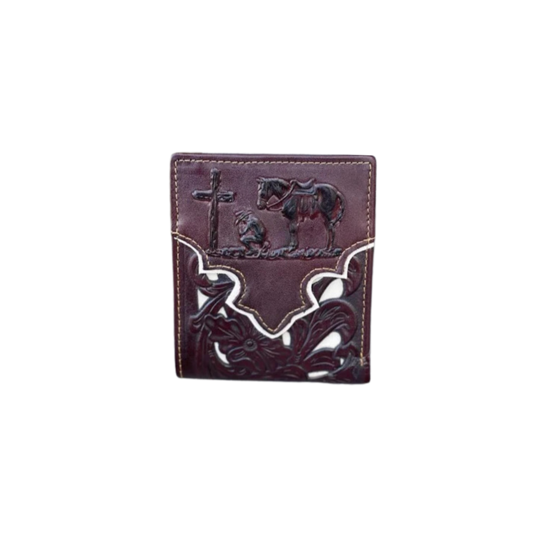 Top Noch Men's Coffee Prayaing Cowboy Beige Wallet
