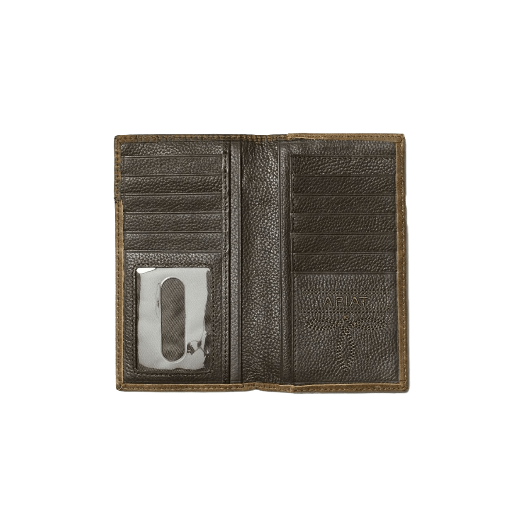 Ariat Men's Distressed Leather Rodeo Brown Wallet | Western Style