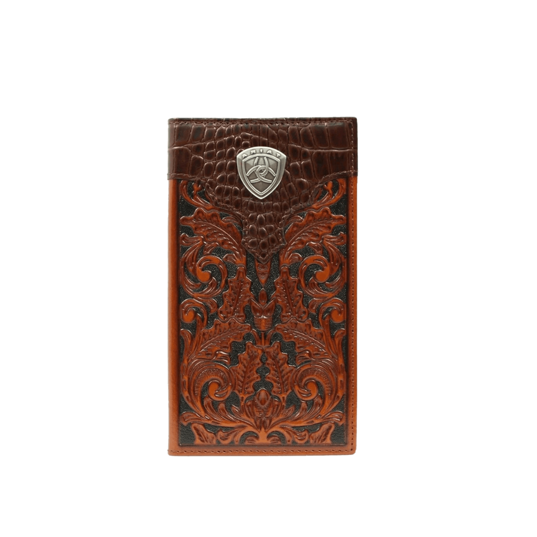 Ariat Men's Floral Rodeo Brown Checkbook Cover