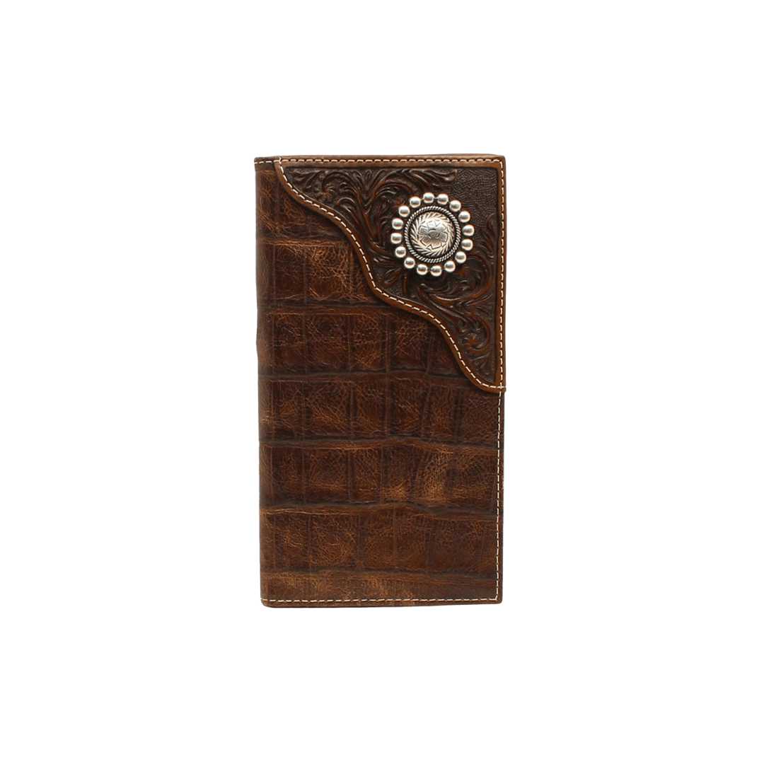Ariat Men's Gator Embossed Rodeo Brown Wallet