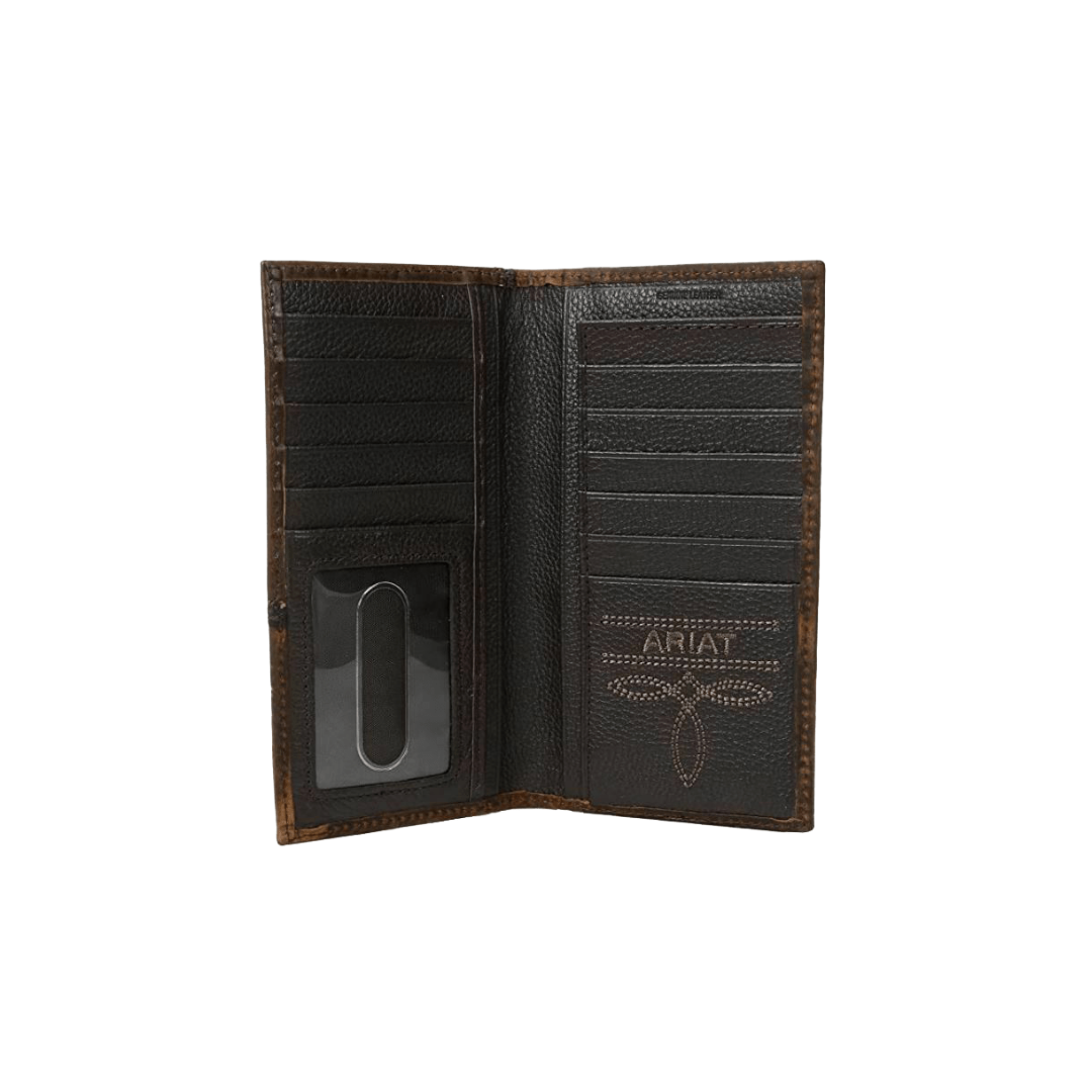 Ariat Men's Rodeo Checkbook Cover Brown Wallet