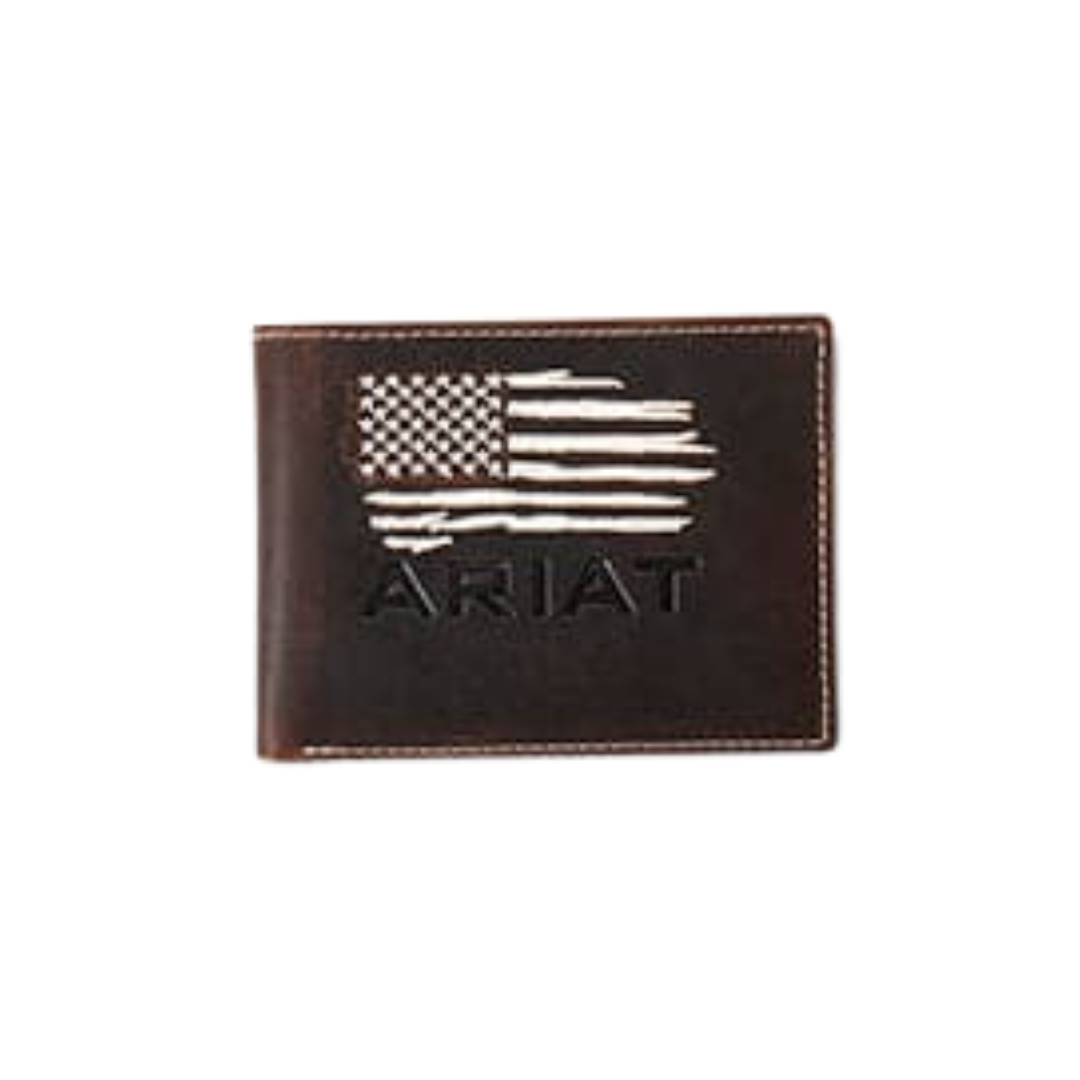 Ariat Men's Bifold American Flag Brown Wallet