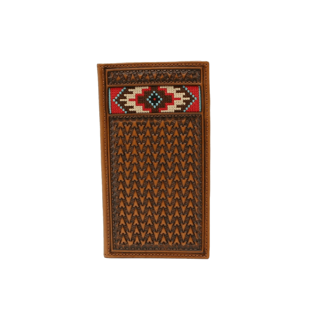 Ariat Men's Embroidered Bifold Aztec Inlay Tan Wallet