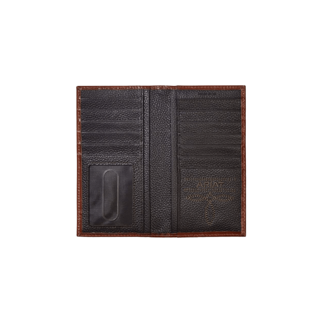 Ariat Men's Rodeo Basket Weaved Floral Embossed Brown Wallet