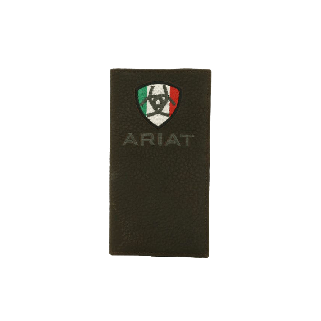 Ariat Men's Mexican Flag Logo Rowdy Rodeo Brown Wallet