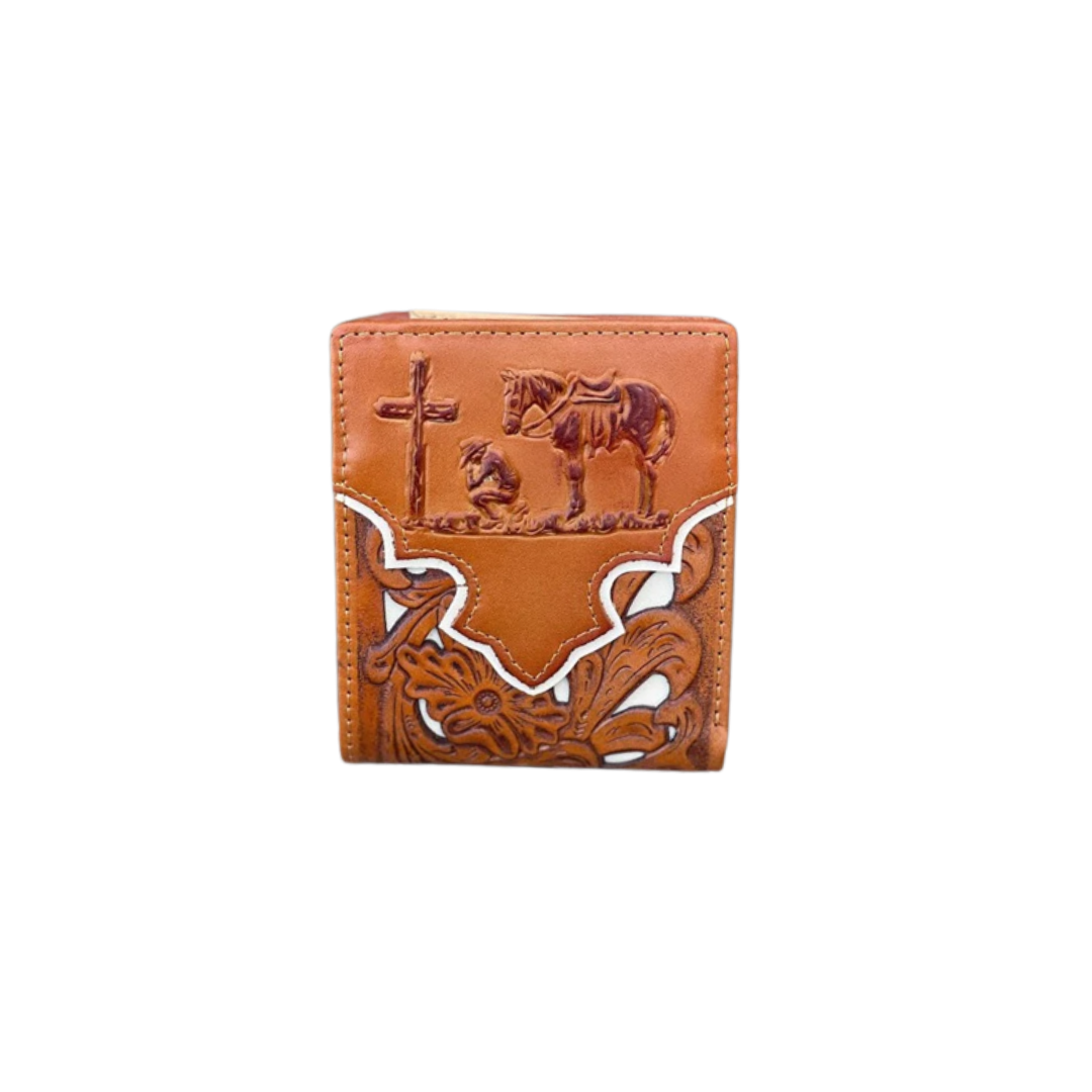 Top Notch Light Brown Praying Cowboy Wallet