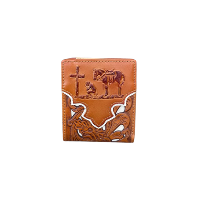Top Notch Light Brown Praying Cowboy Wallet
