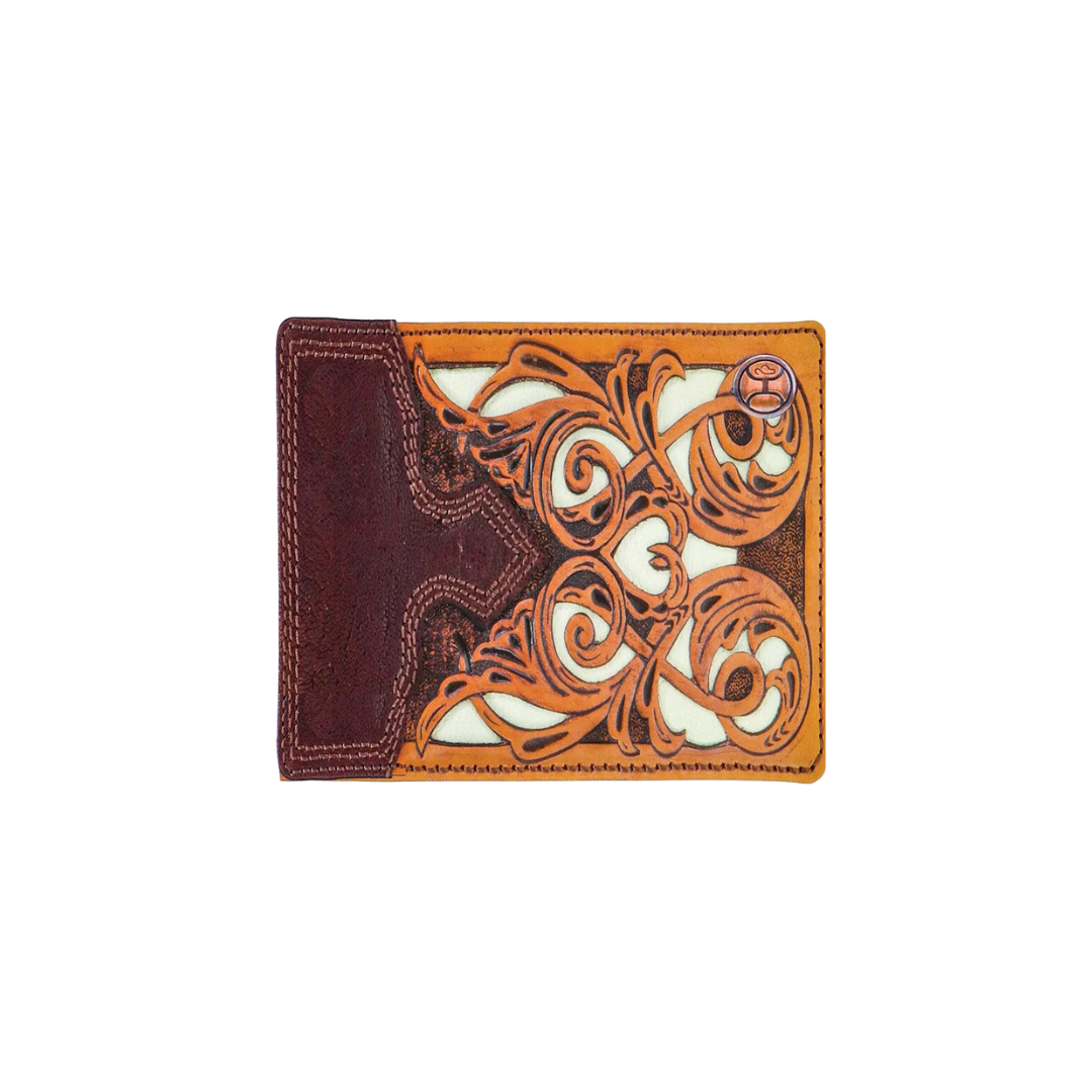Hooey Men's Top Notch Bifold Ivory Leather Tan Brown Wallet