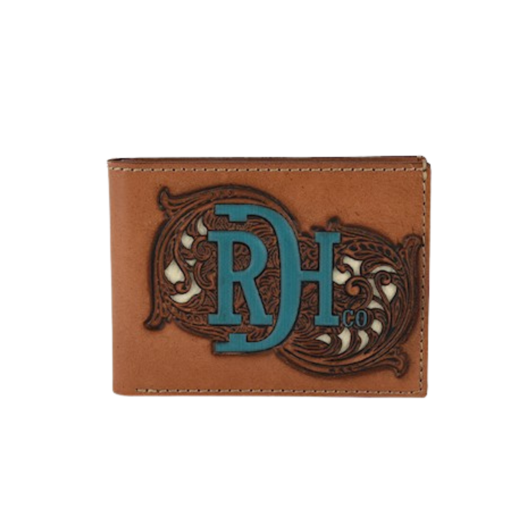 Red Dirt Men's Bi Fold Tooled Underlay Ivory Wallet
