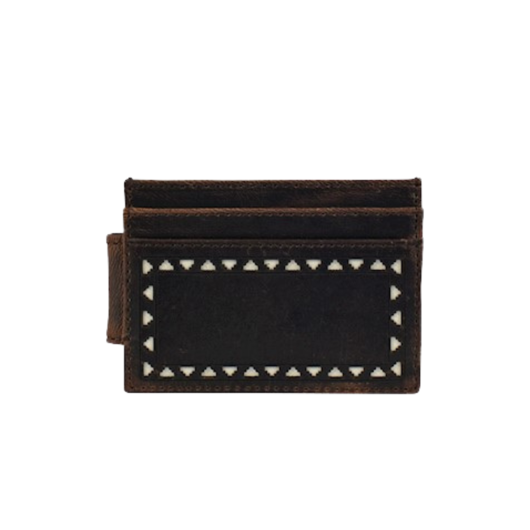 Justin Men's Slim Card Laser Cut Cream Black Wallet