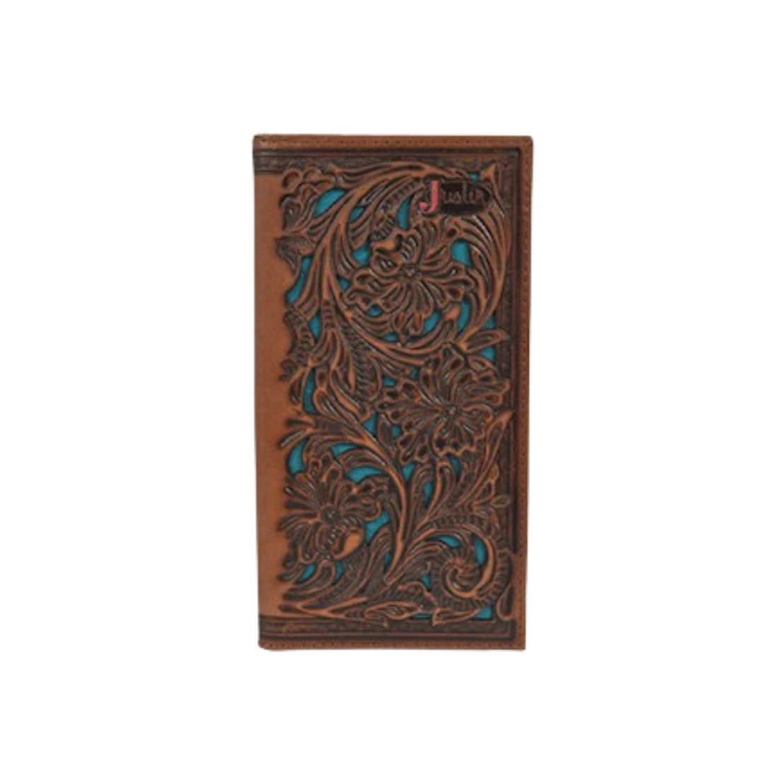 Justin Men's Rodeo Tooling Underlay Brown Wallet