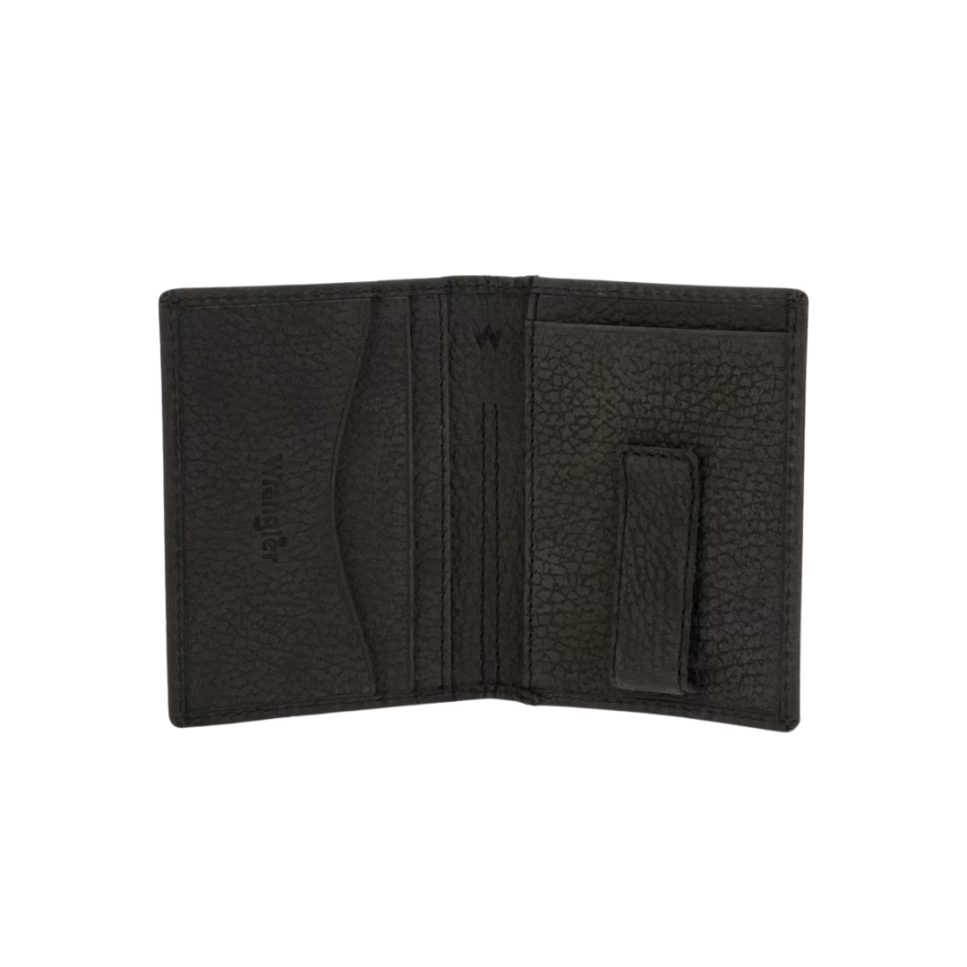 Wrangler Men's Vertical Bifold Black Wallet