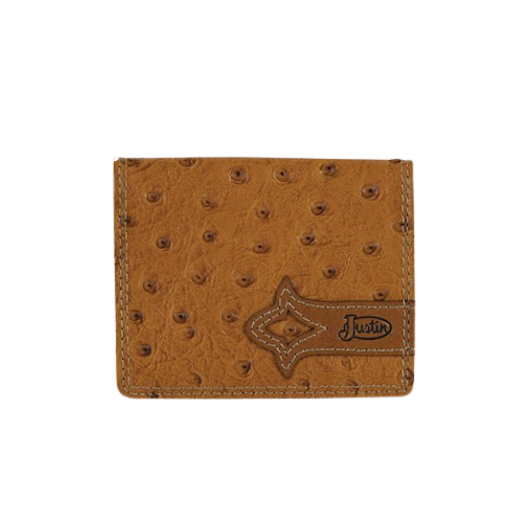 Justin Men's Bifold Ostrich Texture Brown Wallet