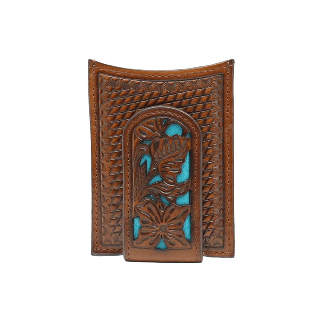 Nocona Men's Leather Money Clip Brown Wallet