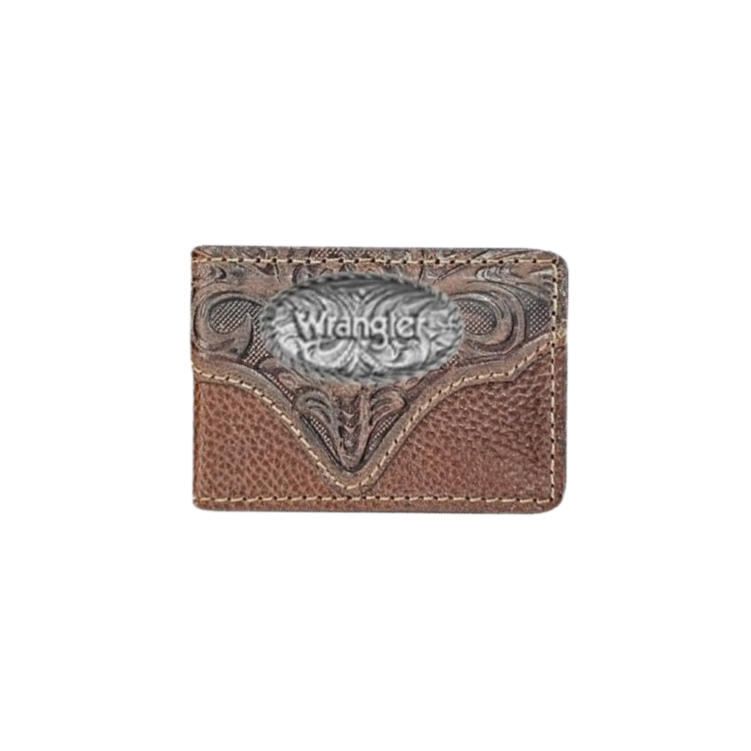 Gem Dandy Men's Wrangler Logo Magnetic Brown Money Clip