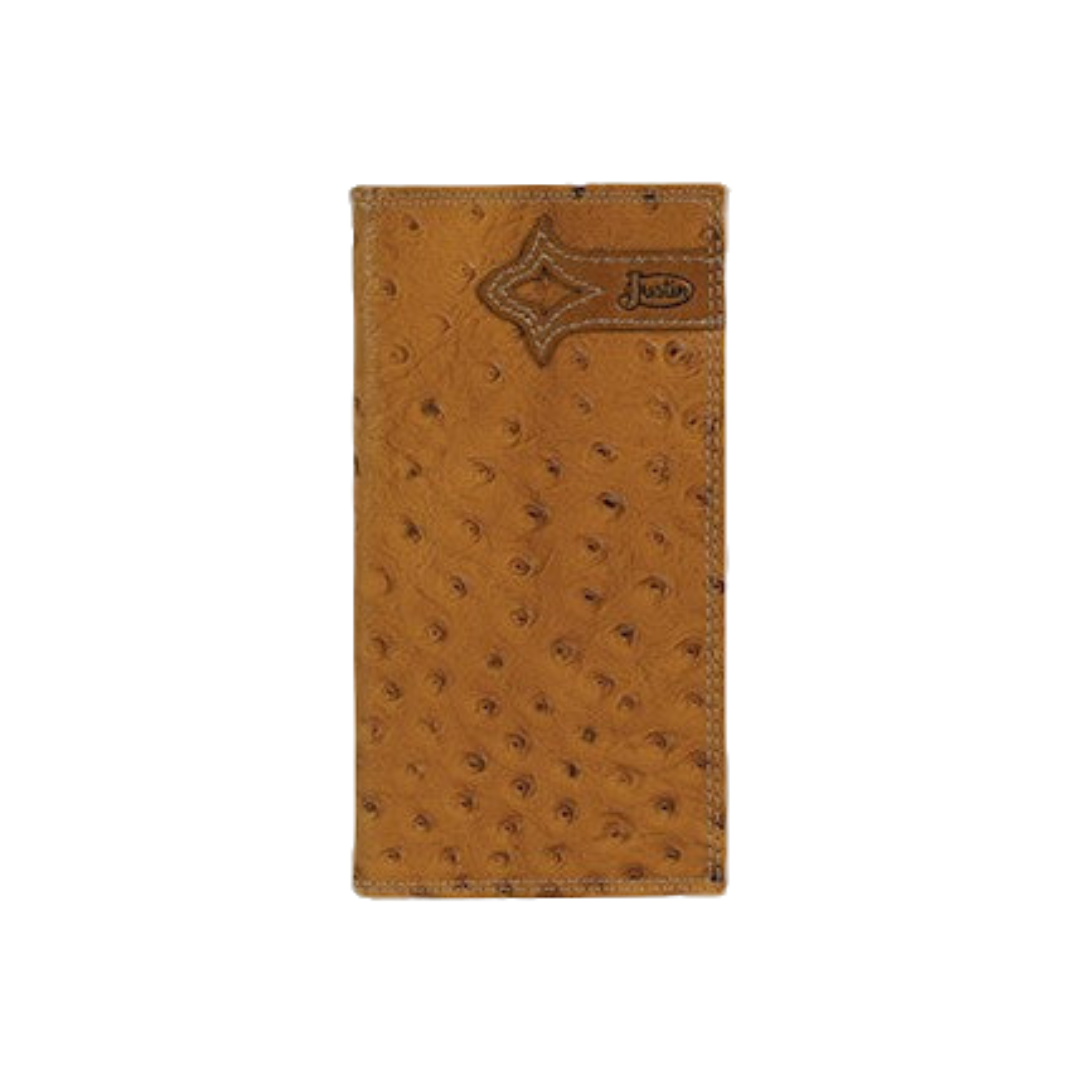 Justin Men's Rodeo Ostrich Texture Brown Wallet
