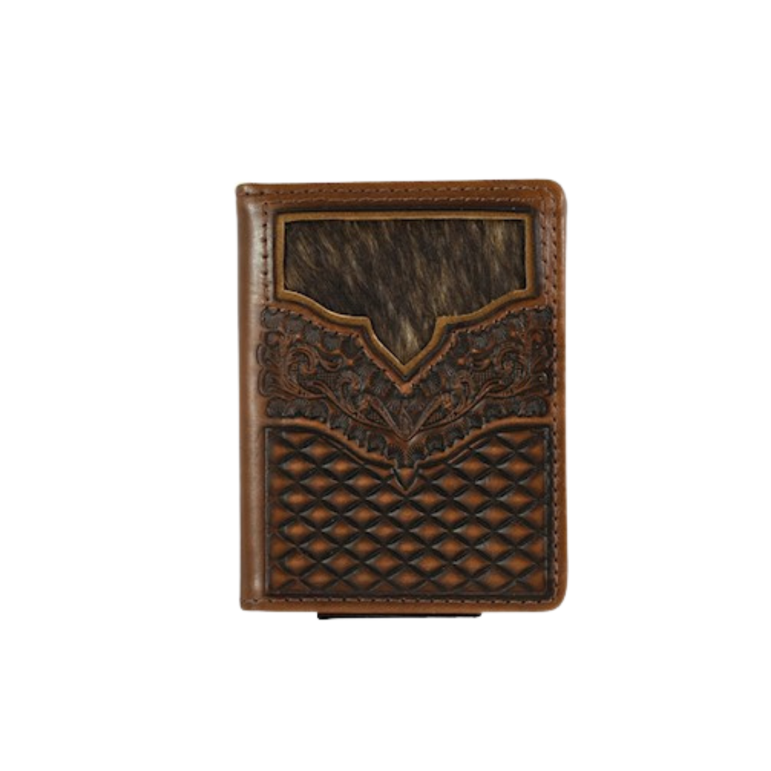 Justin Men's Bifold Card Brindle Inlay Brown Wallet