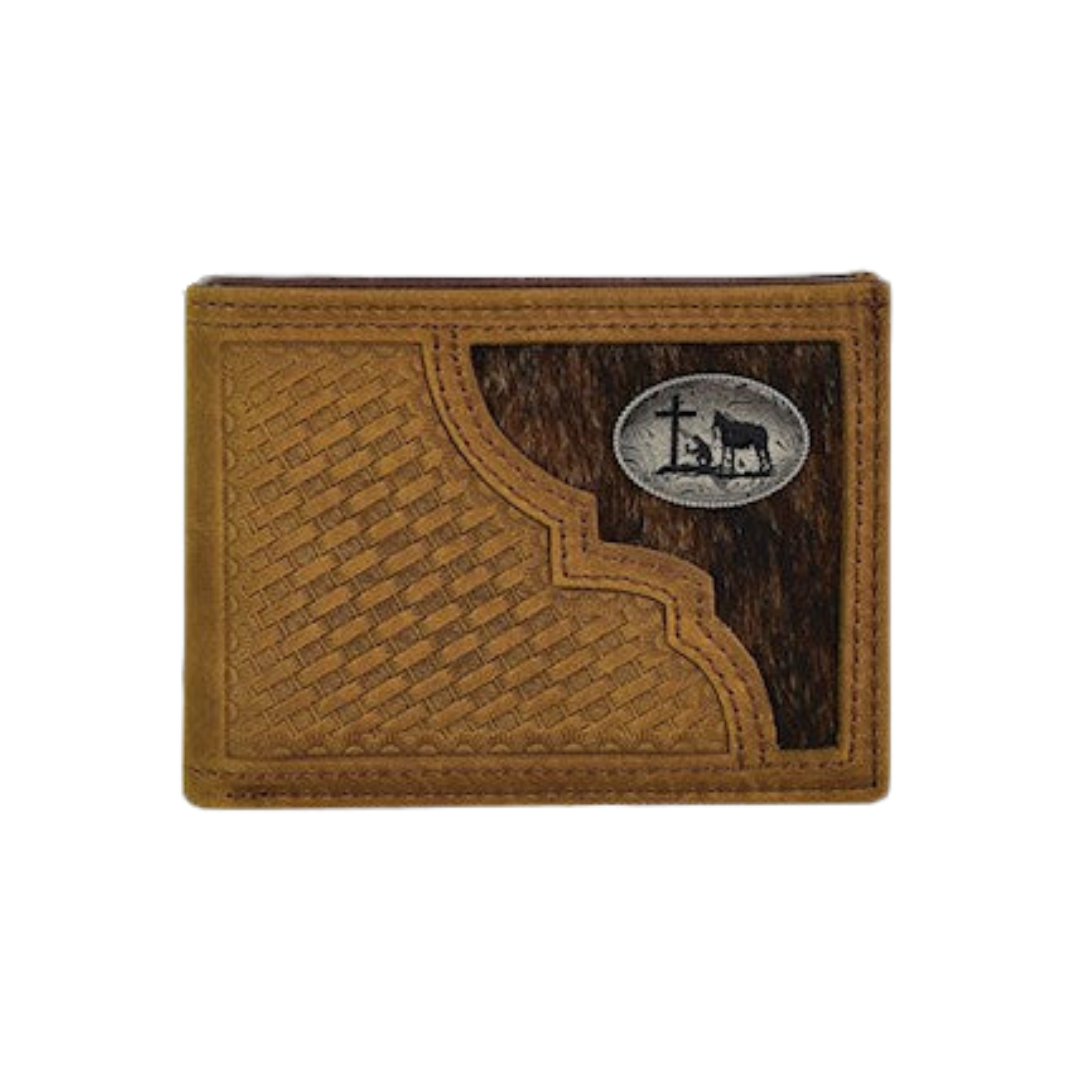 Justin Men's Bifold Hair On Brown Wallet