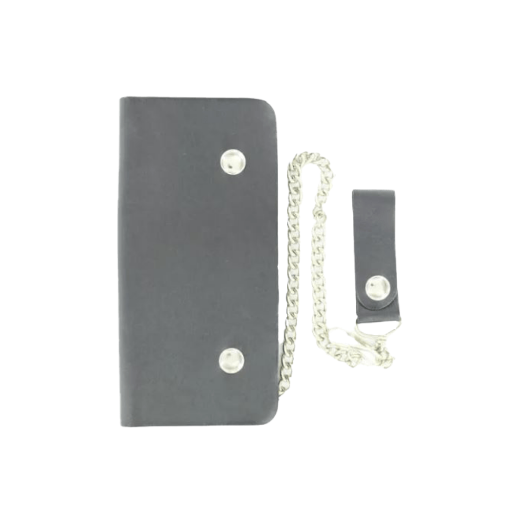 M&F Unisex Plain Leather Trucker Black Wallet