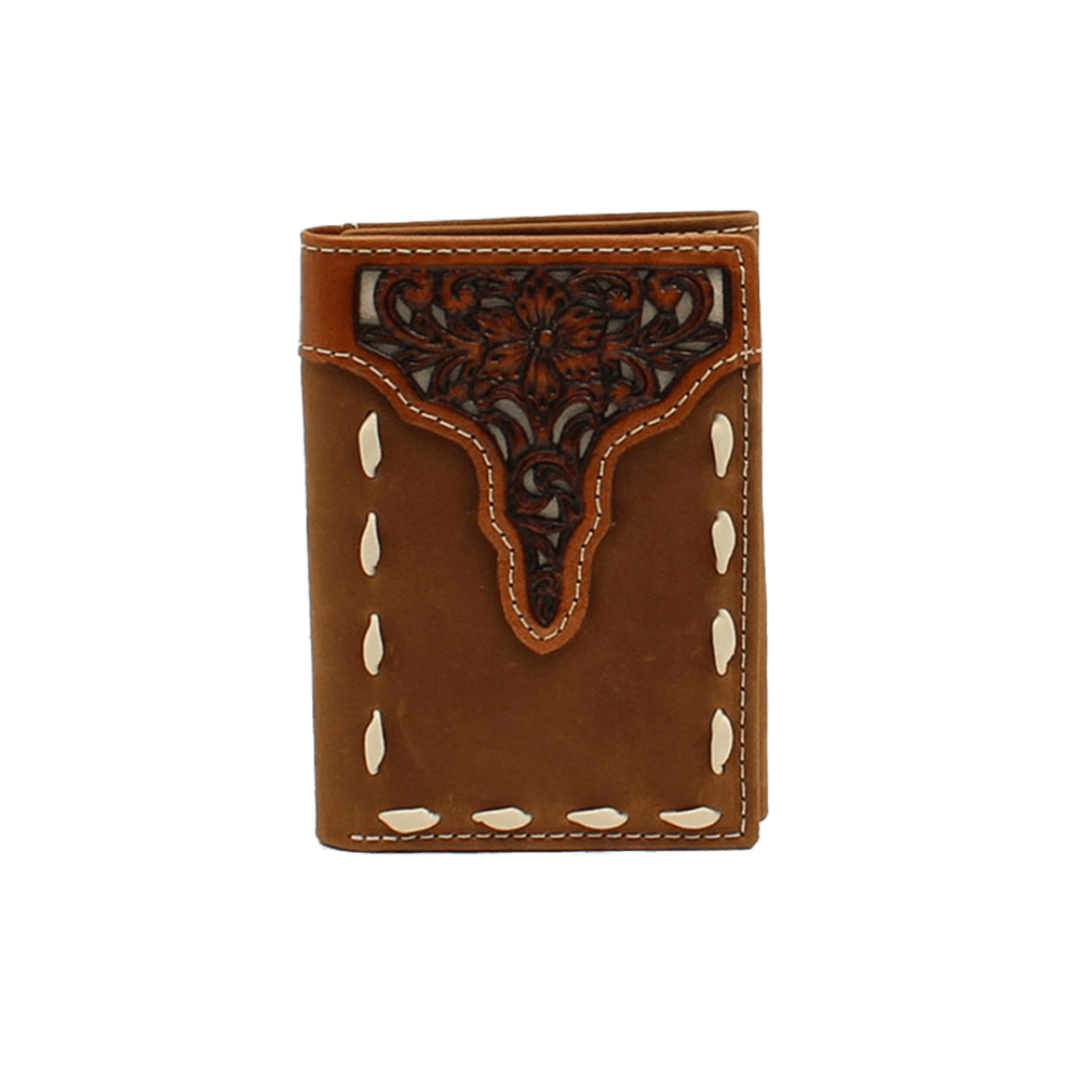 Ariat Men's Trifold Tooled Medium Brown Wallet