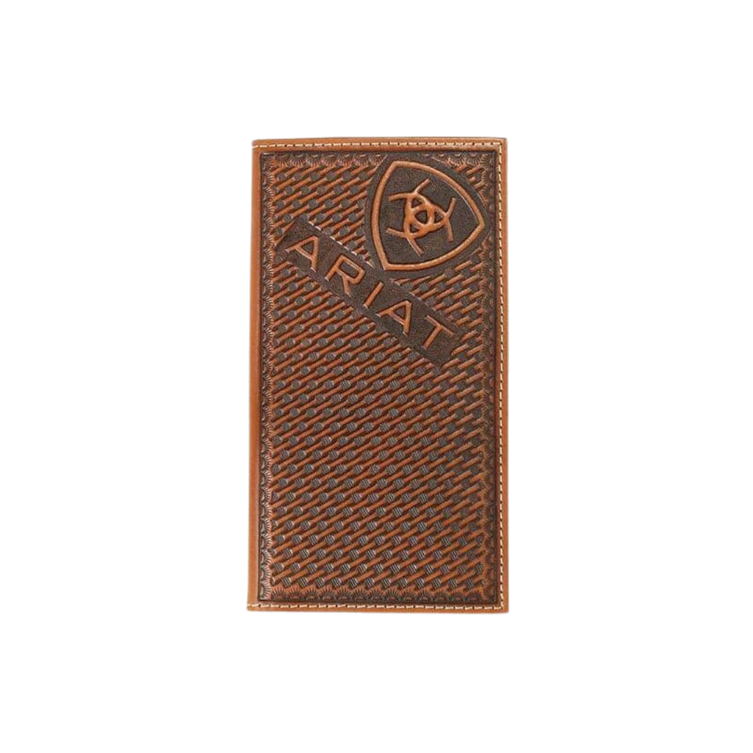 Ariat Men's Rodeo Sunburst Basketweave Brown Wallet