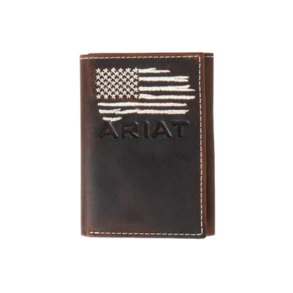 Ariat Men's Distressed American Flag Trifold Wallet