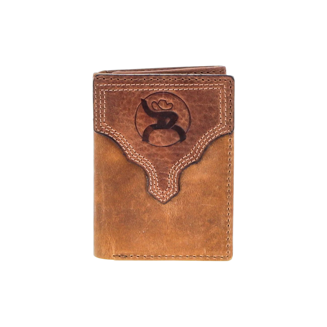 Hooey Men's Canyon Leather Trifold Distressed Tan Brown Wallet