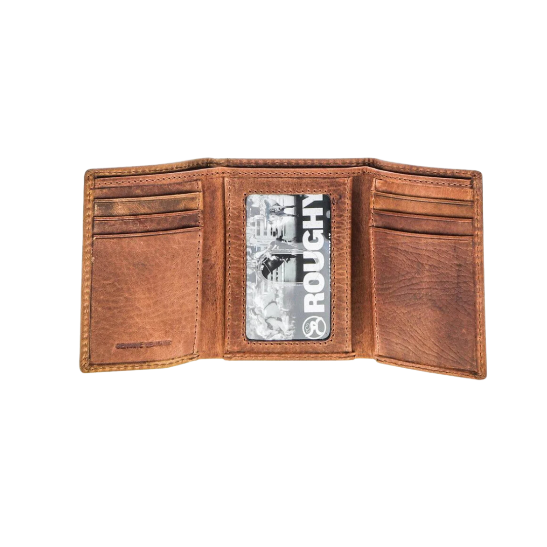 Hooey Men's Canyon Leather Trifold Distressed Tan Brown Wallet